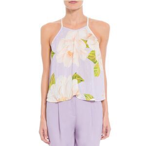 Farm Rio Anthropologie Swing Tank Cami  Blouse Top Floral Shimmer XS NEW 267145